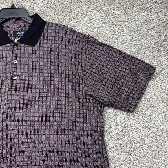Vintage 90s Callaway Polo Shirt Men's Medium Red AOP Diamond Pattern Cotton Y2K - Picture 4 of 16
